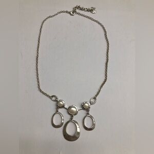 Lucky Brand Silver Necklace with Pearl Details
